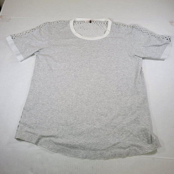 Rebecca Taylor Women Athleisure Gray & White Short-Sleeve Mesh Back Top Size S - Picture 1 of 6